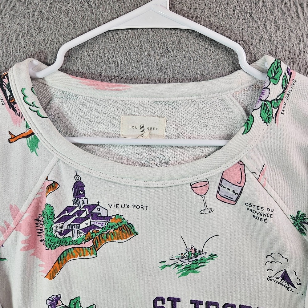 Lou & Grey Sweater Women Medium Beach Vacation Sailing Boat Stretch‎ White - Picture 3 of 9